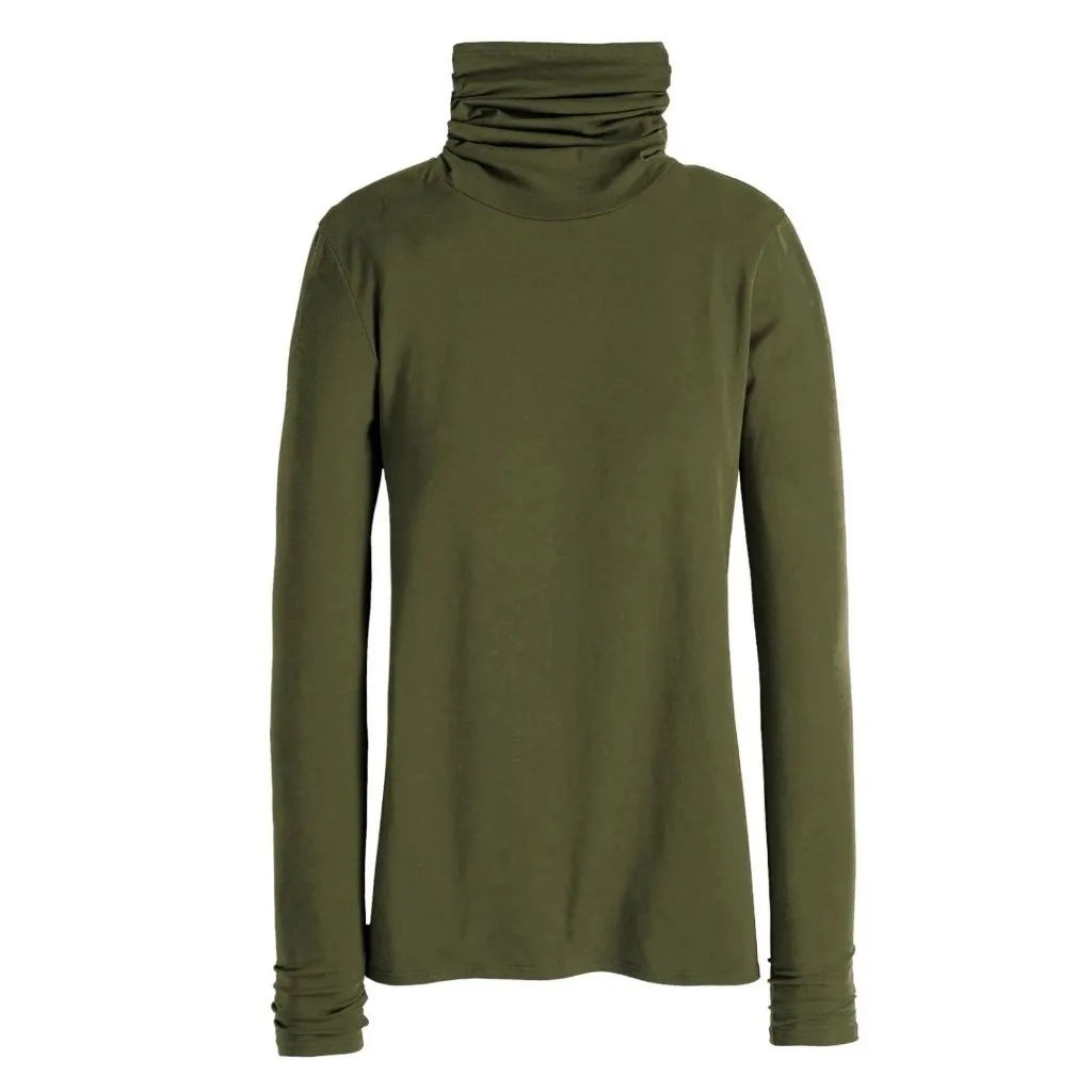 Peruvian Connection Olive Green Extreme T-Neck Pima Pullover Turtleneck Top L - Image 2