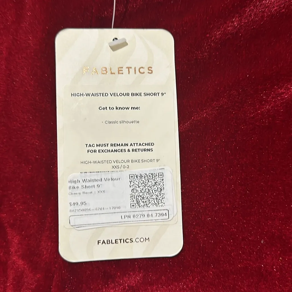 Fabletics High Waisted Velour Bike Short 9” NWT Cherry Burst $49.95 XXS ON SITE - Image 7