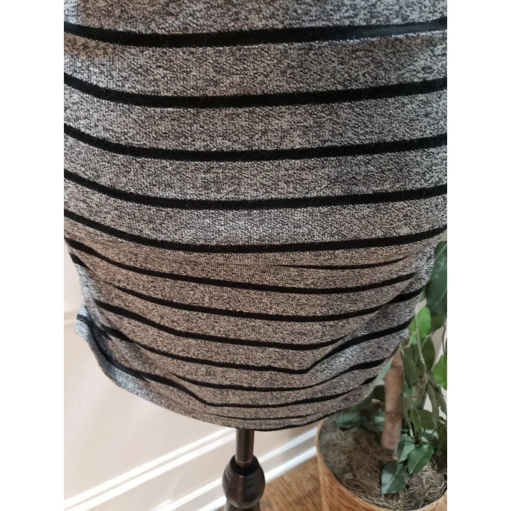 Women's Black & Gray Cotton Belted Long Sleeve Knee Length Dress Size Large - Image 4