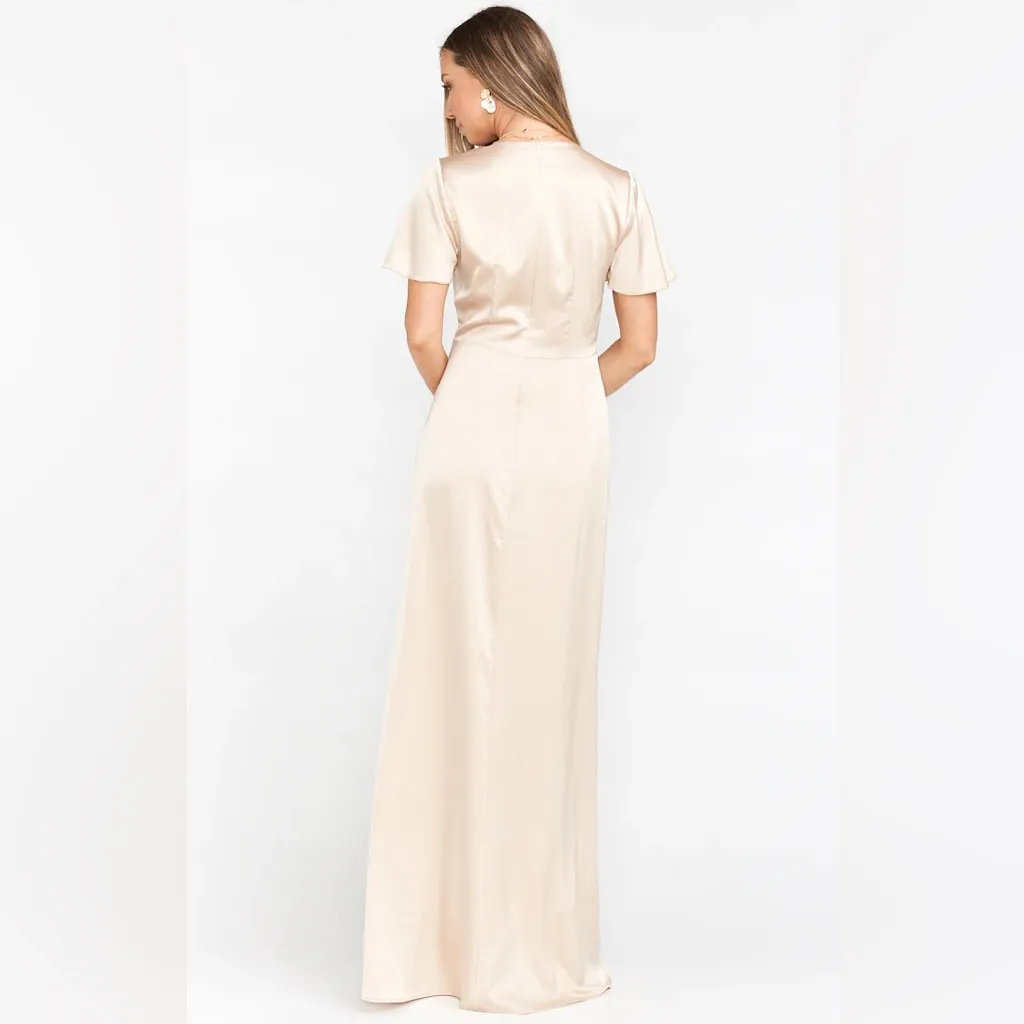 SHOW ME YOUR MUMU Rome Twist Gown in Champagne Luxe Satin - Image 2