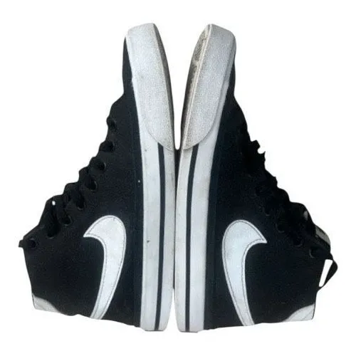 Women’s Nike Court Legacy Canvas Sneakers Size 7 Mid Black White Lace Up Shoes - Image 5