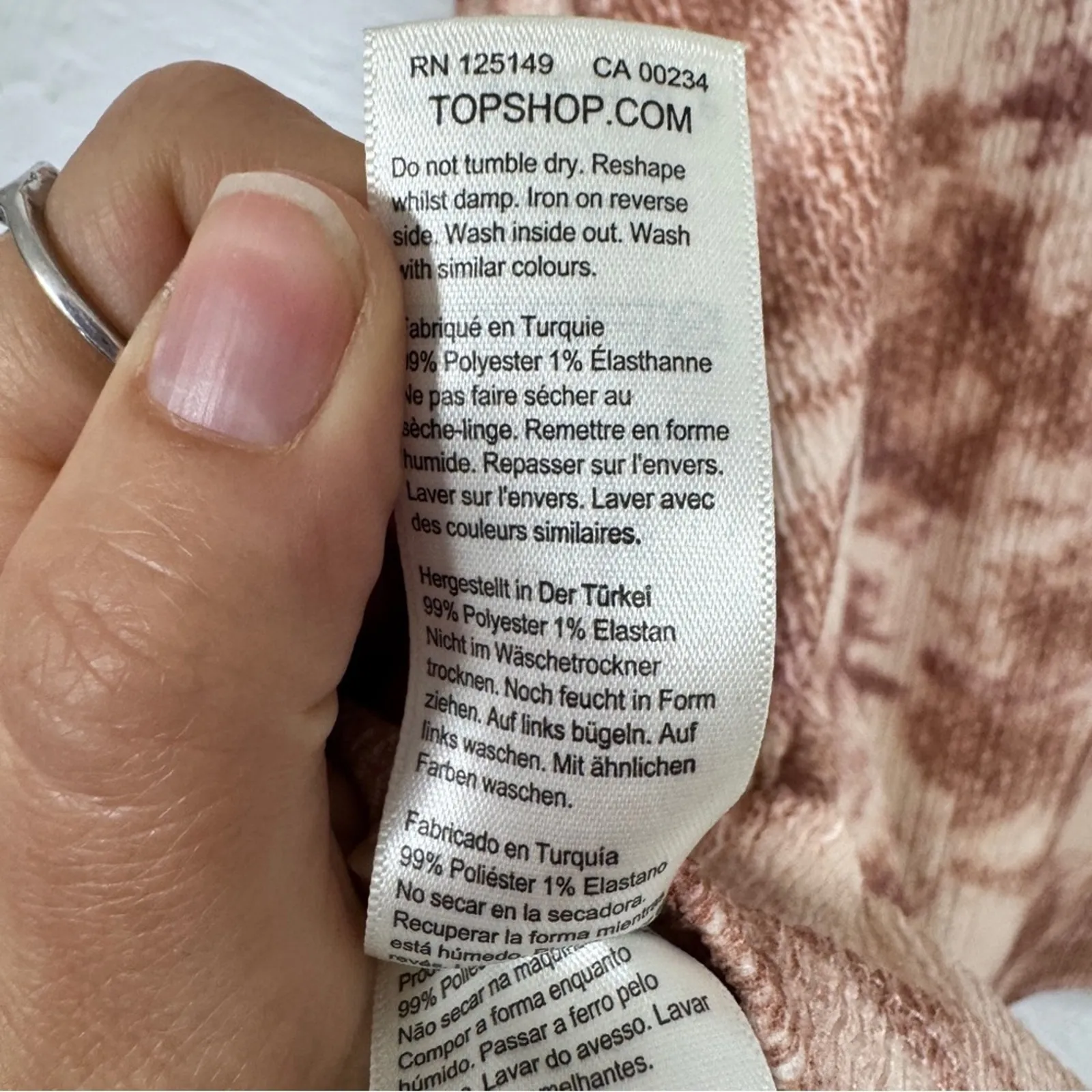 Topshop Pink Cream Tie Dye Strappy Mini Dress Womens 4 Beachy Summer Casual - Image 10