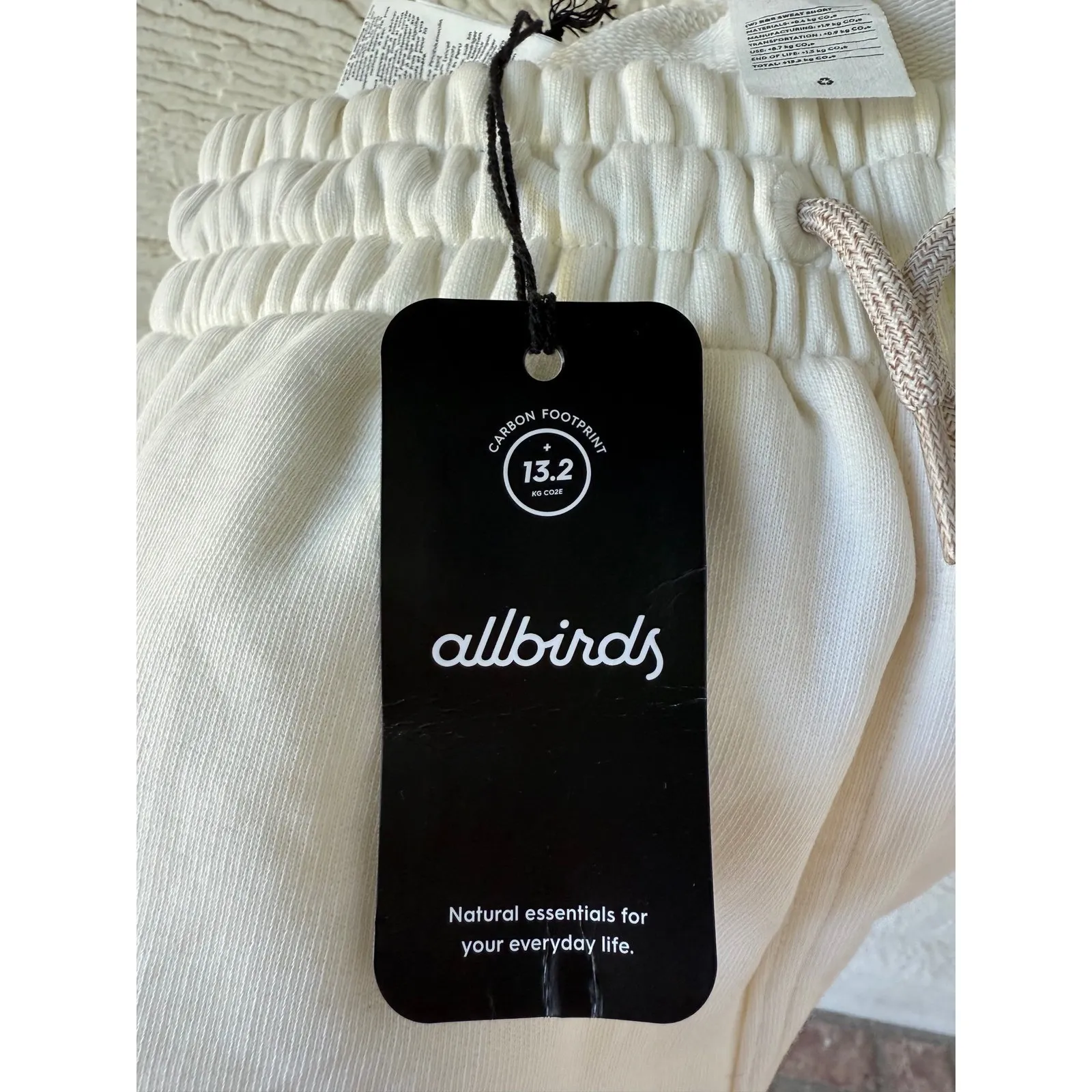 Allbirds Sweat Shorts Womens Natural‎ White Drawstring Lounge Casual Size Small - Image 7
