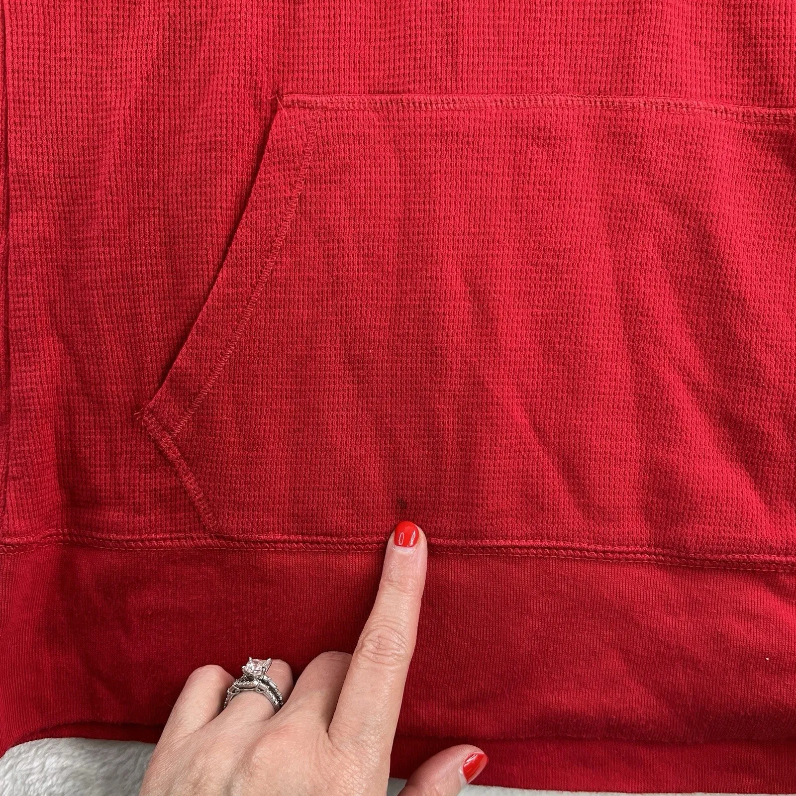 Vtg Victorias Secret PINK S Back Logo Hoodie Top Lounge Sleep Red Thermal Boho - Image 11