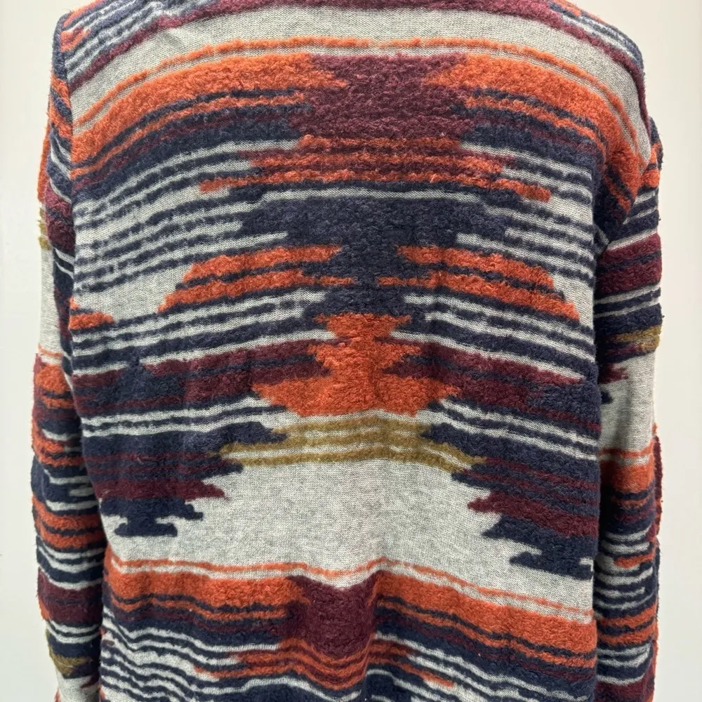 Lucky Brand Southwestern Aztec Knit Long Open Flutter Front Wrap Cardigan XL - Image 7