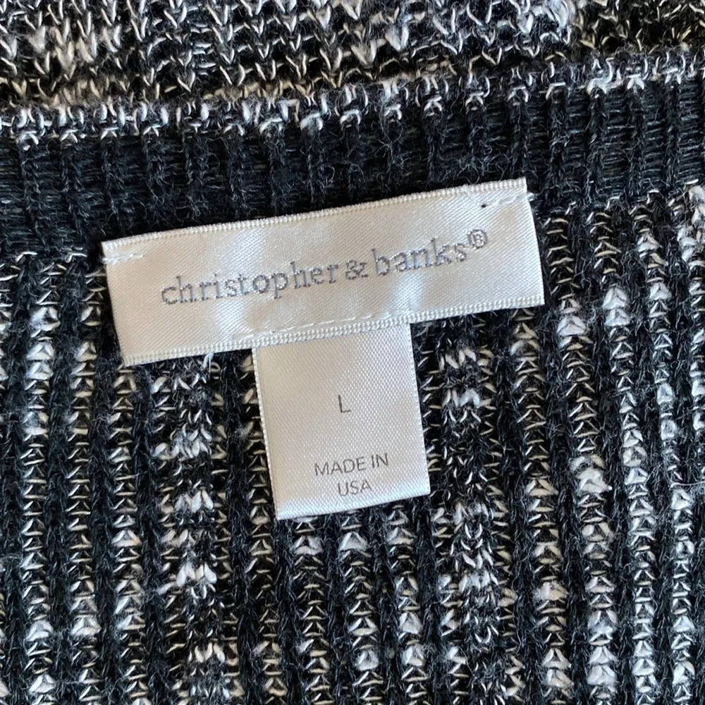 CHRISTOPHER & BANKS Curved Hem Sweater Womens Sz Large Grey Heather - Image 7