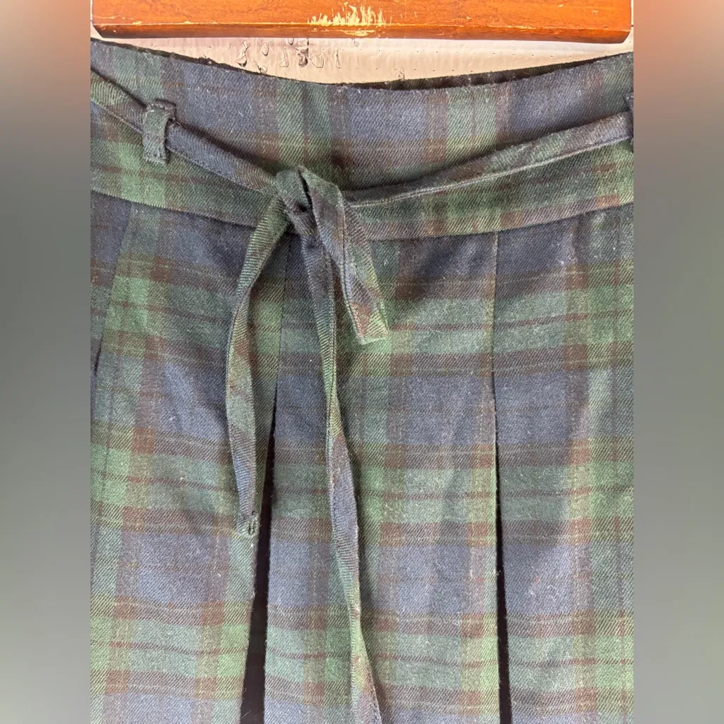 Hollister M Pleated Blackwatch Plaid Green Navy Shorts Skorts Micro Mini Skirt - Image 2