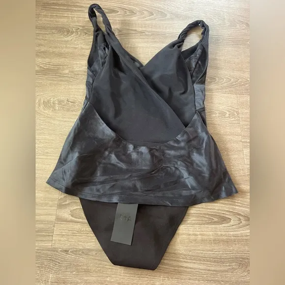 R+A Livia‎ Silk Bodysuit NWT SIZE 0 Black - Image 7