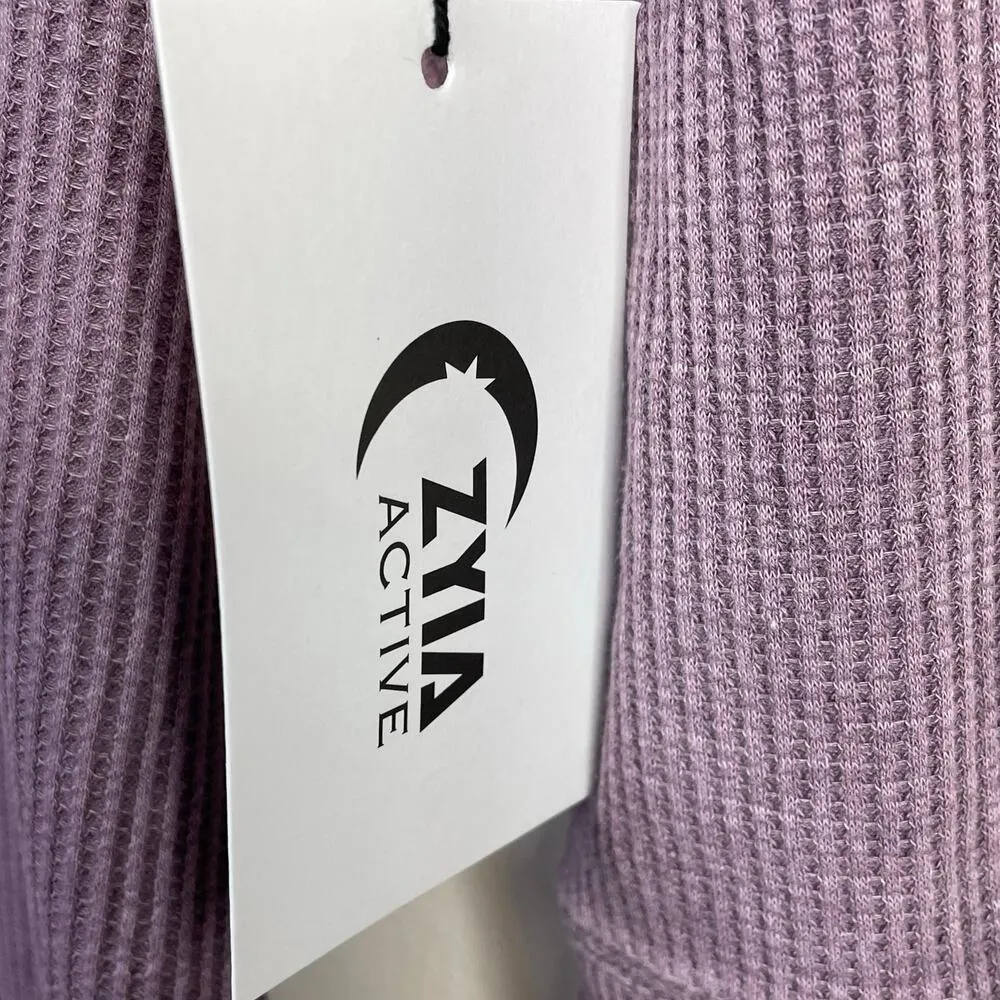 Zyia Dont Wake Me Up Lilac Purple Thermal Waffle Knit Lounge Sleep Top XL new - Image 9