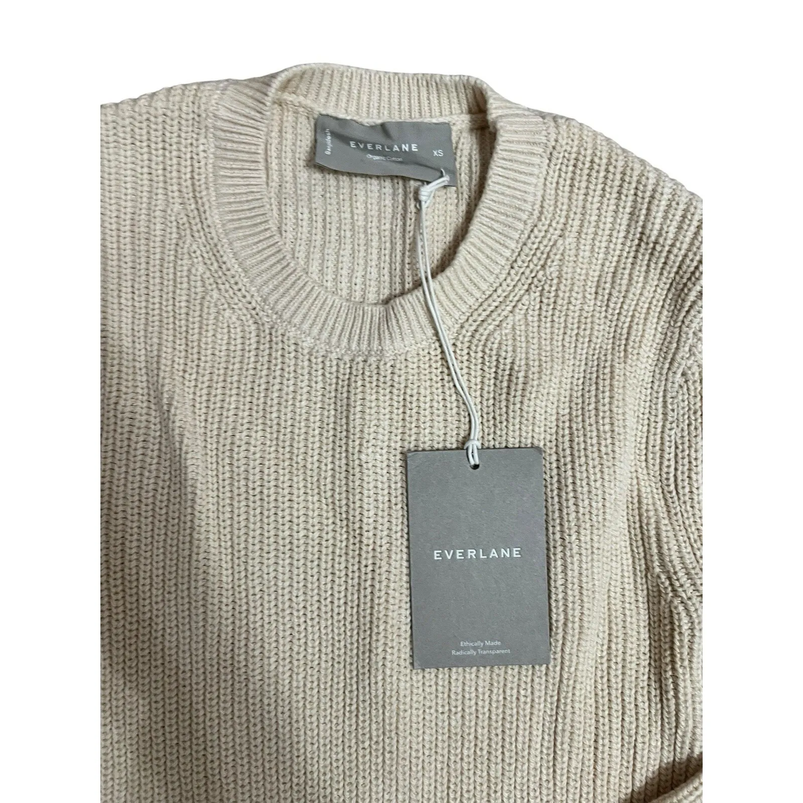 Everlane The Cotton‎ Rib Crew Sweater  Women's Xsmall Ivory Organic Cotton Knit - Image 3