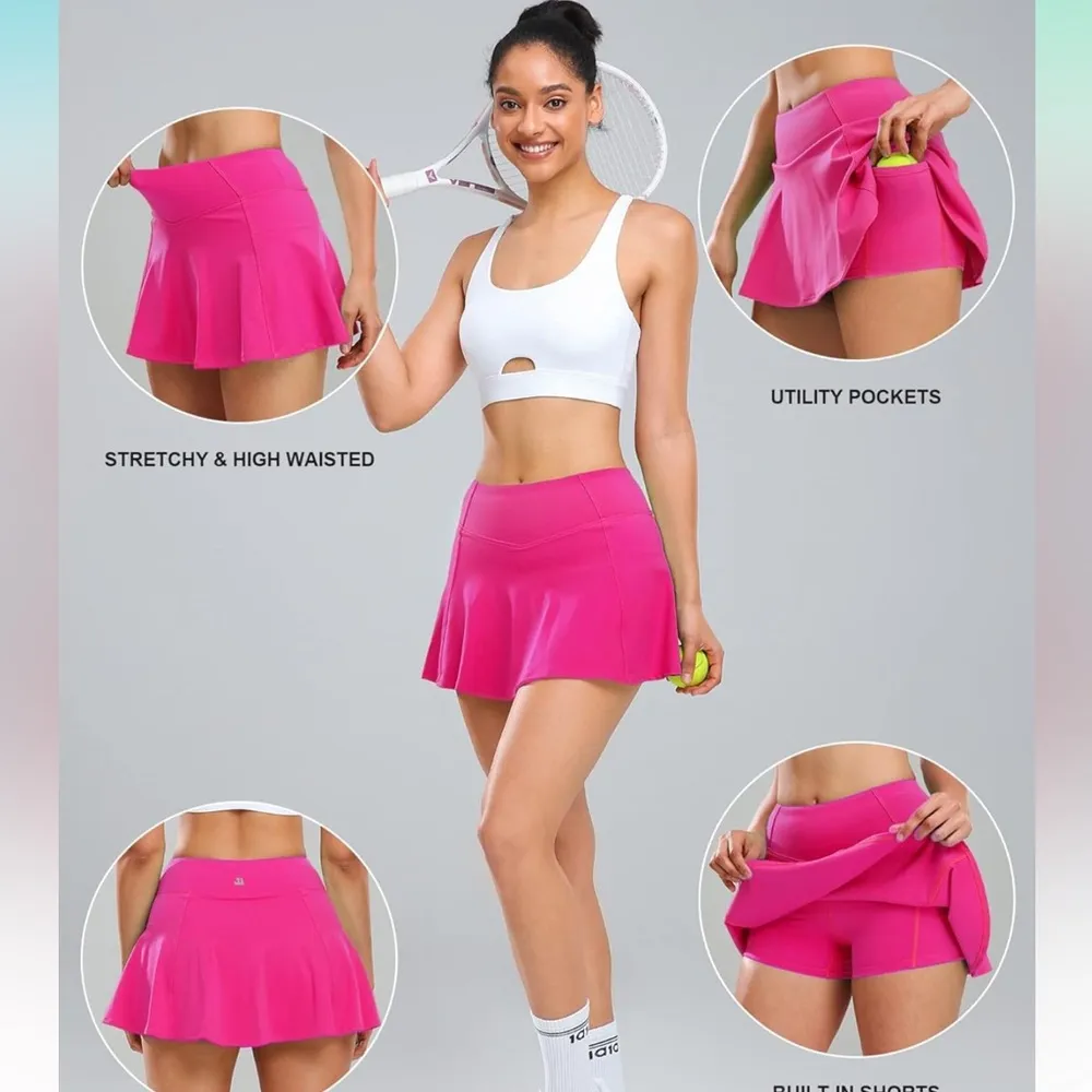 1A1A women’s golf tennis skirt with pockets size M Pink Size M - Image 3