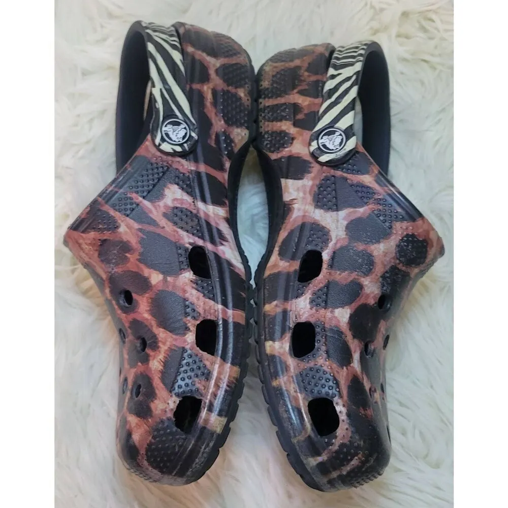 Crocs  Unisex Classic Animal Remix Slip On Clogs Multi-Color Shoes W8 M6 Leopard - Image 3