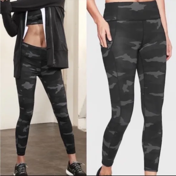 Athleta Camo Contender 7/8 Tight Black Grey Camo Size Small - Image 2
