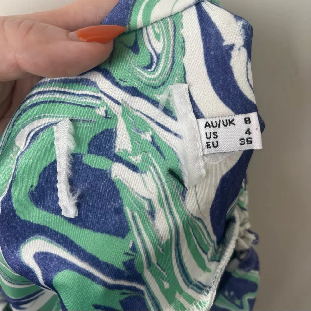 Zoe Blue Green White Swirl Mini Skirt 4 - Image 7