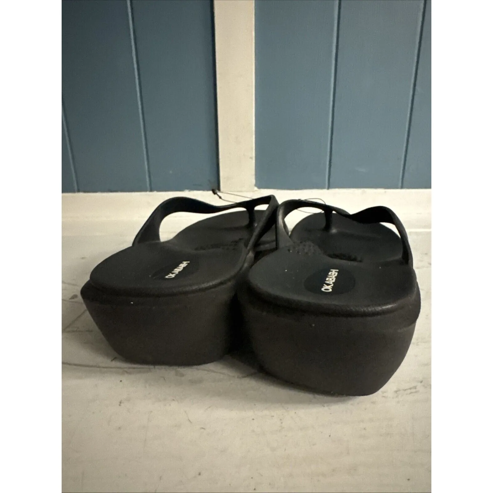 Okabashi Womens L Large Black Aspire Med Wedge Sandals Flip Flops Made in USA Size 10 - Image 6