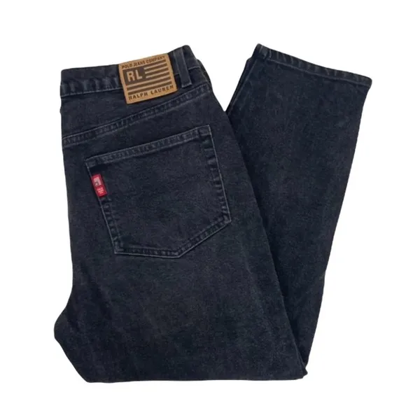 Vintage Ralph Lauren Black High Waisted Mom Jeans Sz 32 - Image 2