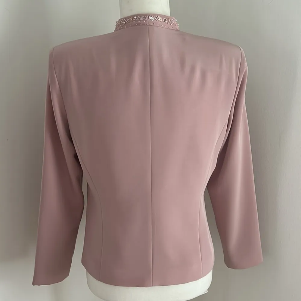 Unique Couture Mauve Beaded Formal Jacket sz 10 Pink - Image 5
