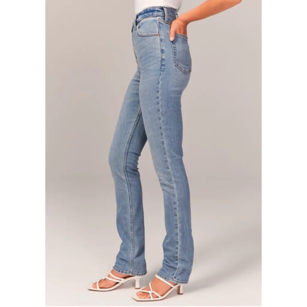 Abercrombie Curve Love Ultra High Rise 90s Slim Straight Jean Criss Cross 28R - Image 3