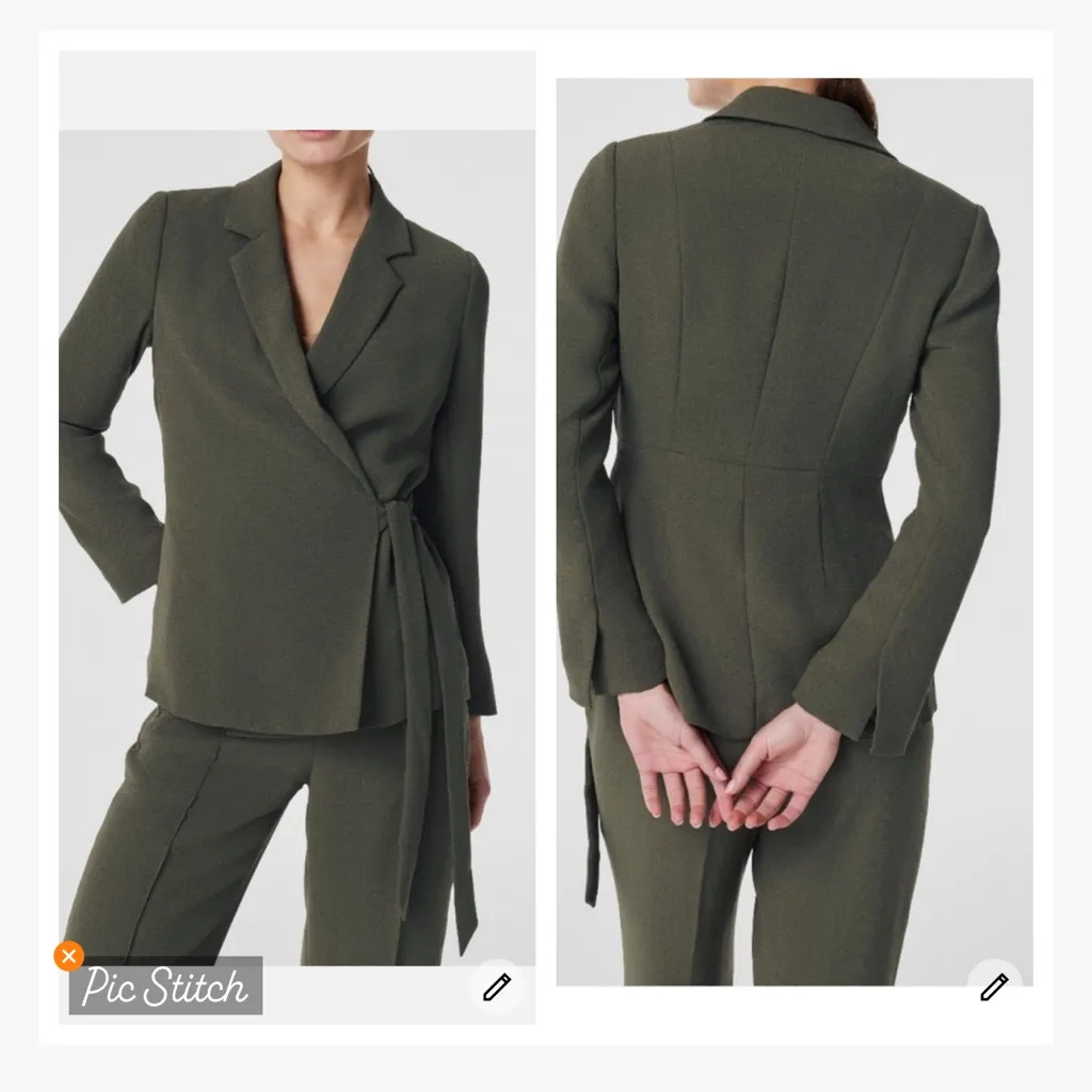 Spanx Carefree Wrap Crepe Blazer Olive - Image 2