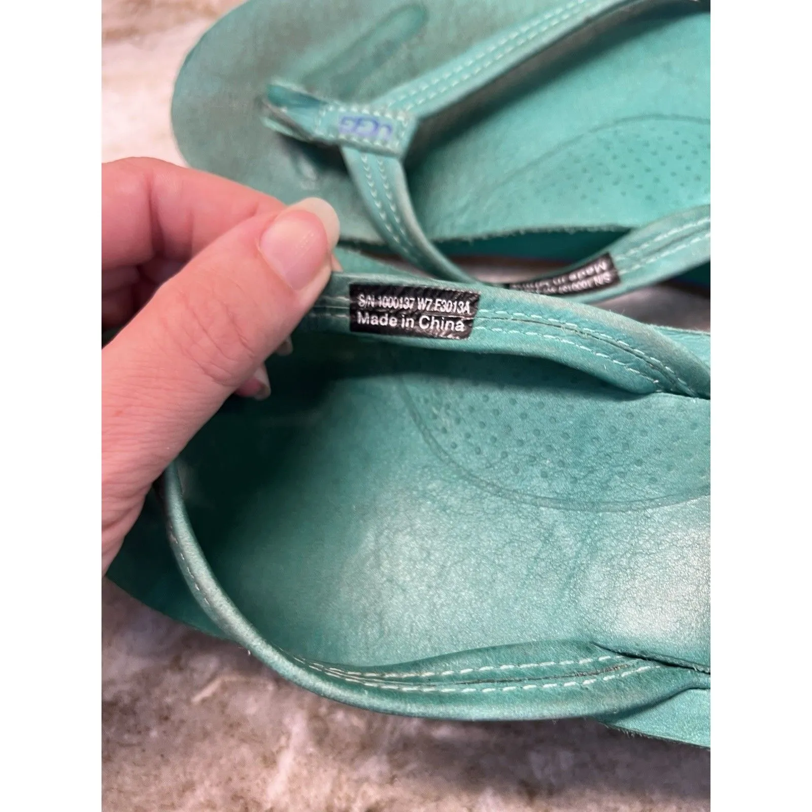 UGG Kayla Teal Blue Thong Flip Flop Slides Women's Beachwear Sandals US 7 - Image 3