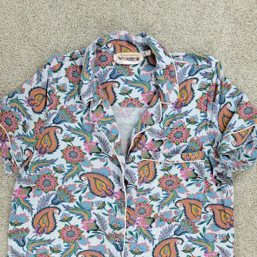 Soft Surroundings Harbor Orleans Pajamas Womens XS Floral Paisley Sleepwear - Image 16