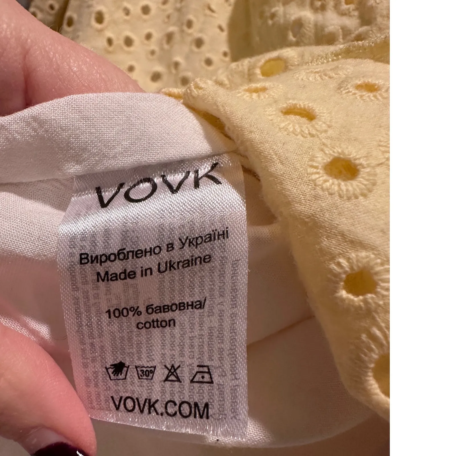 Vovk Butter Yellow Eyelet Mini Dress Size Small/Medium Cotton Girly Preppy - Image 6