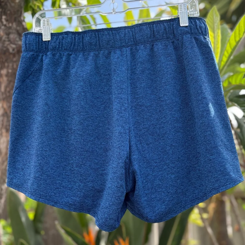 Nike Women's Heathered Blue Pull on Drawstring Dry-Fit Active Shorts - Image 2