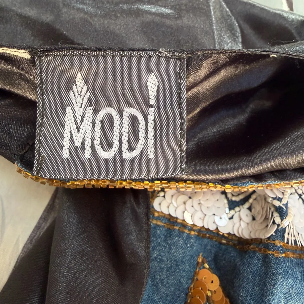 Vintage Modi sequin southwestern vest Blue - Image 5