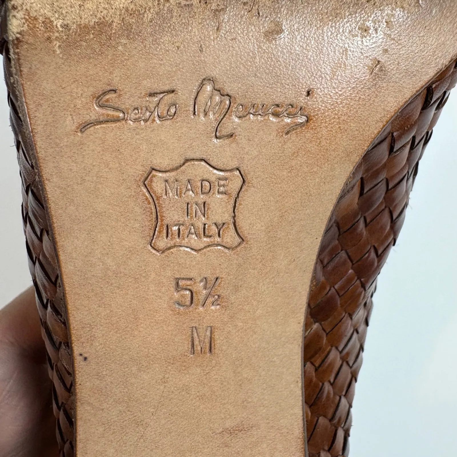 Vintage Sesto‎ Meucci Woven Leather Pointed Toe Heels Made in Italy 5.5 - Image 7