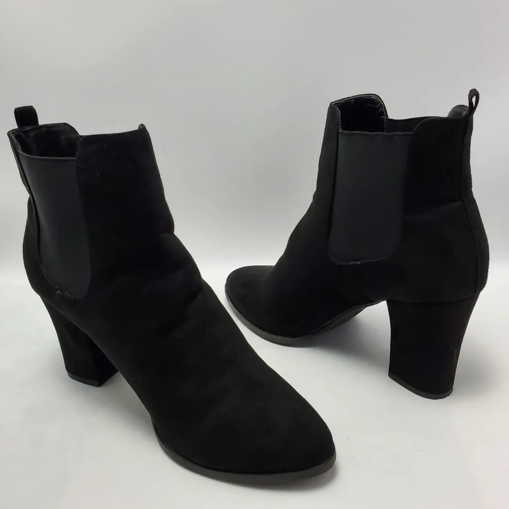 NY&C Suede Ankle Boots Block Heel Black Chelsea Booties With Side Panels Size 10 - Image 11