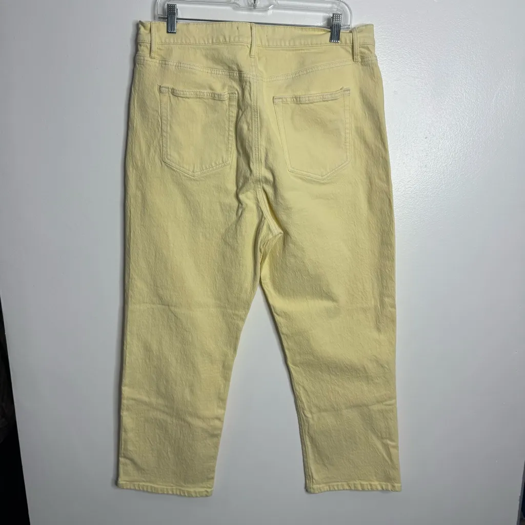 Loft High Waist Straight Crop Jeans In Yellow Size 12/31‎ - Image 4