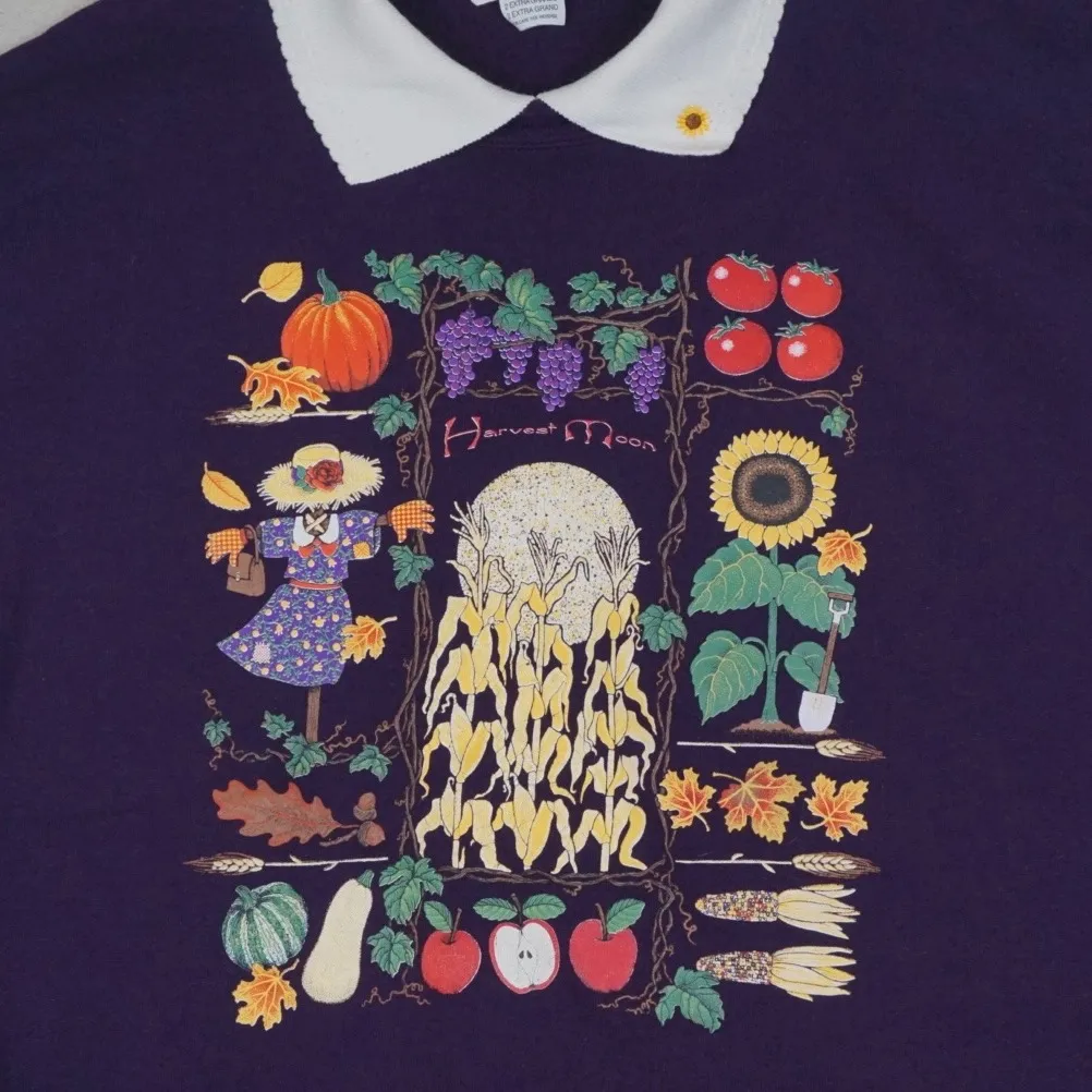 Vtg Cracker Barrel Harvest Moon Sweatshirt Women's 2XL Purple USA Cottagecore Size XXL - Image 3