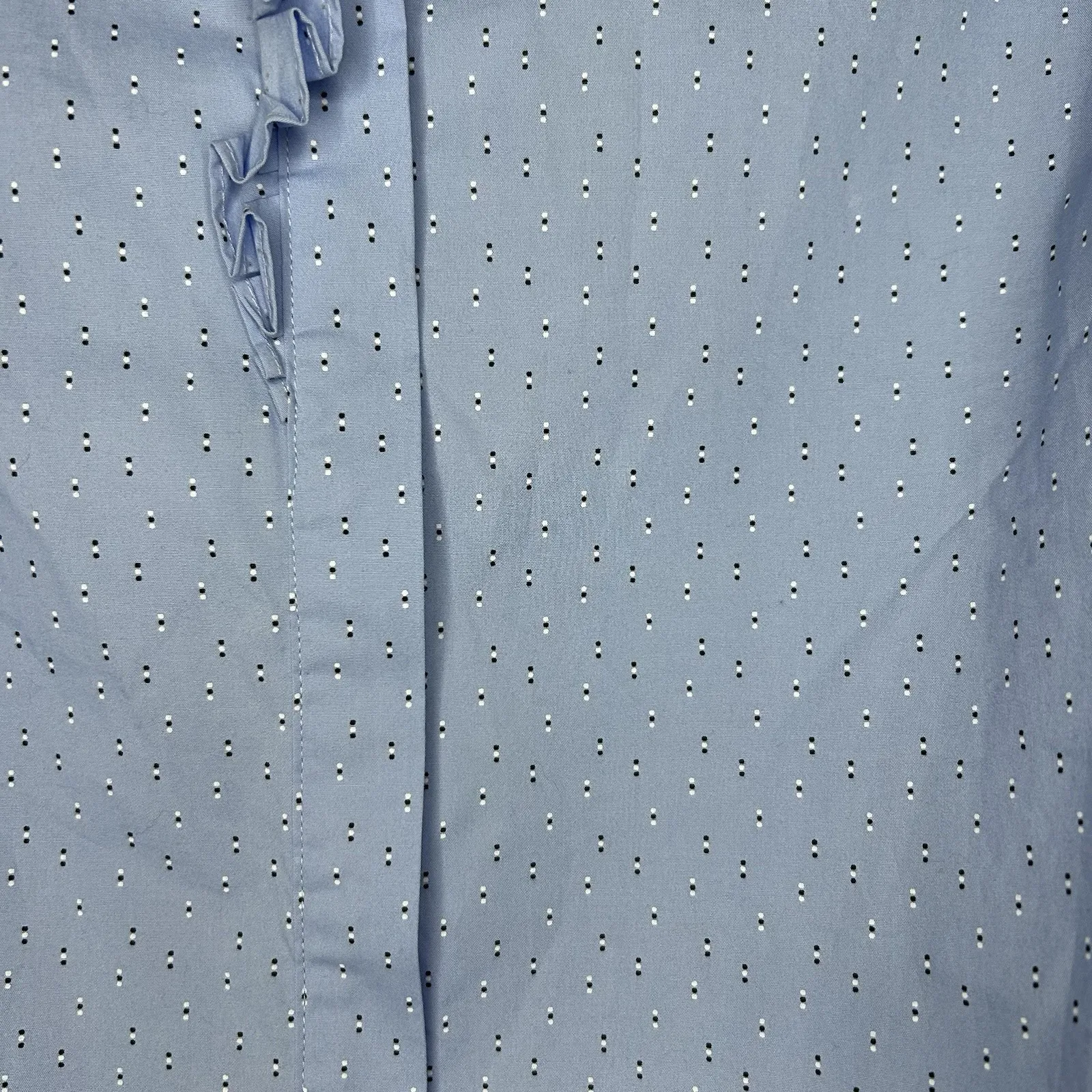 Banana Republic Size 16 Riley-Fit Sleeveless Dot Print Ruffle Shirt Blue‎ - Image 4