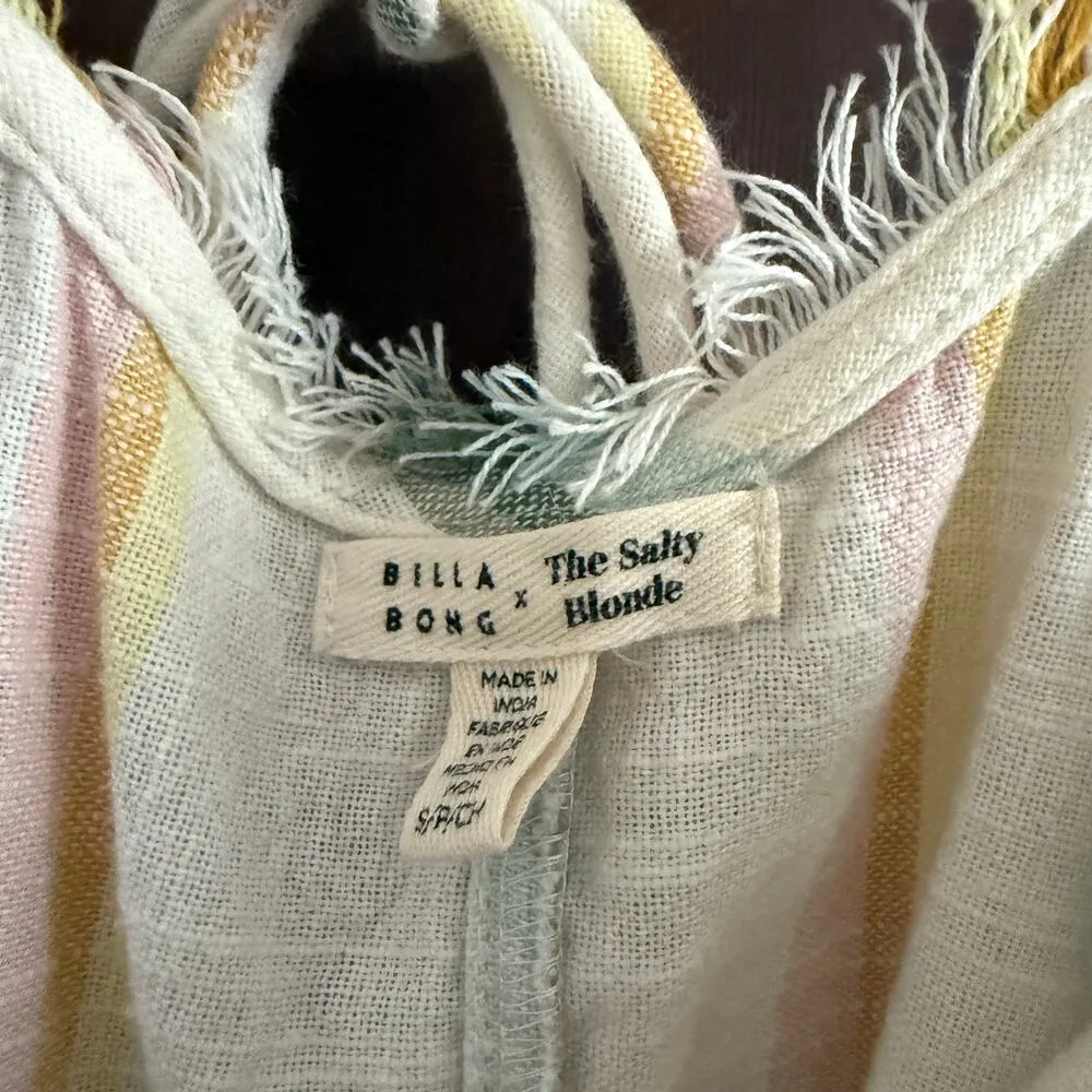 BILLABONG x THE SALTY BLONDE | Cotton Striped Mini Dress Sundress | Small Pink - Image 6