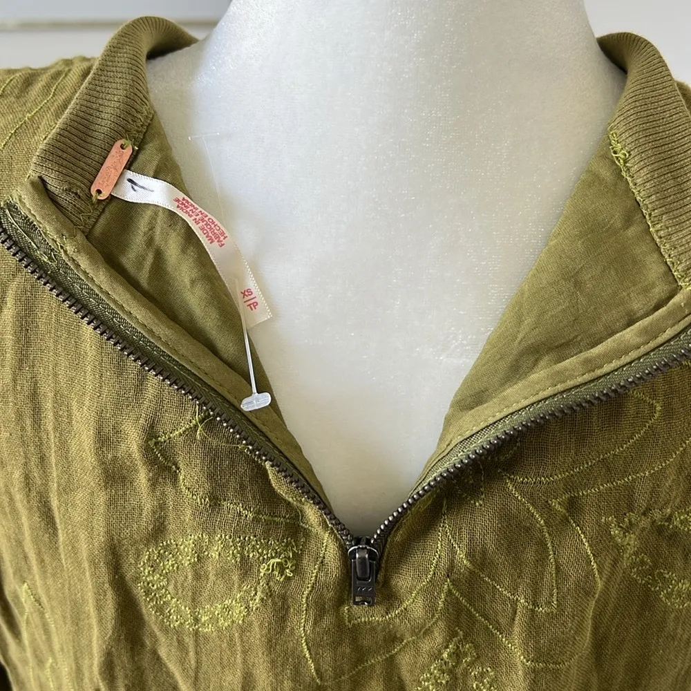 NWOT Free People Picking Petals Embroidered Mini Tunic Dress in Cardamom Seed XS - Image 11