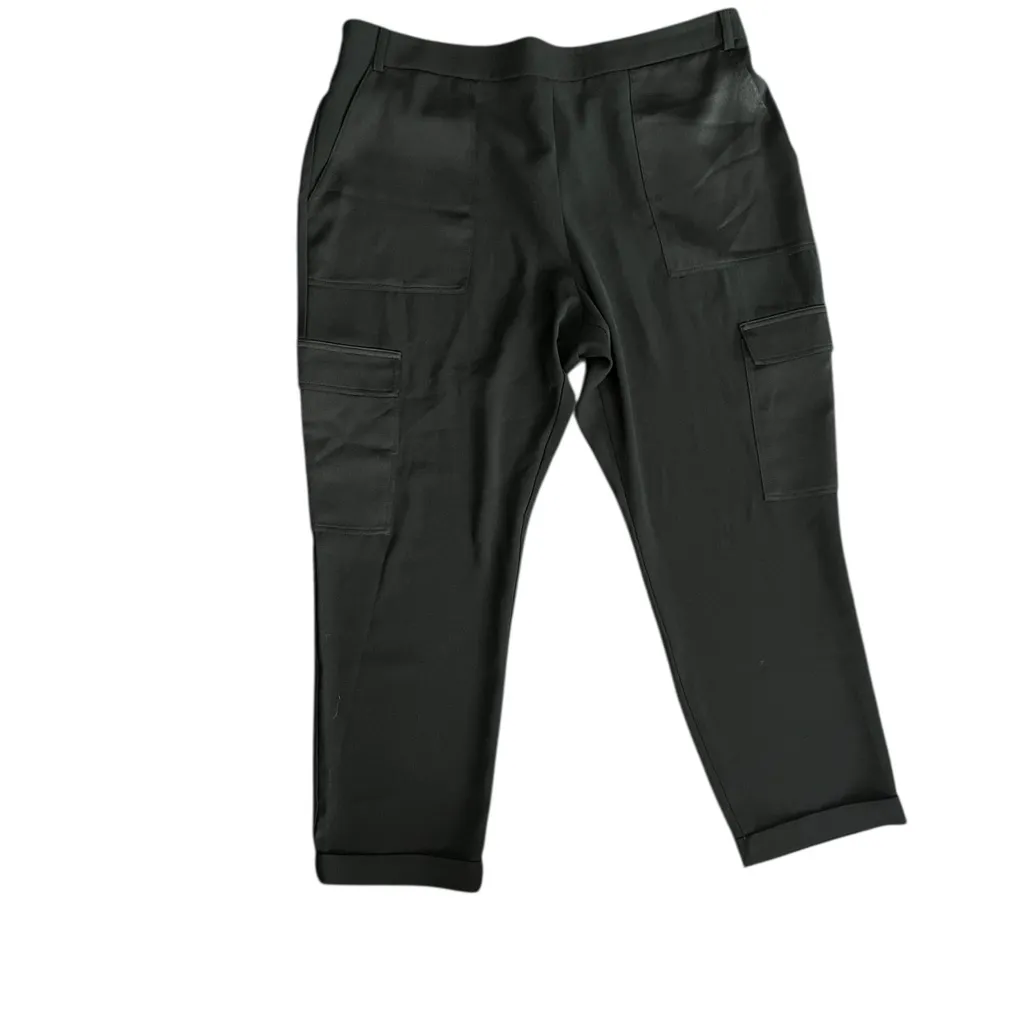 Anthropologie Maeve Satin Trim Cargo Joggers – Black – Size XL - Image 2