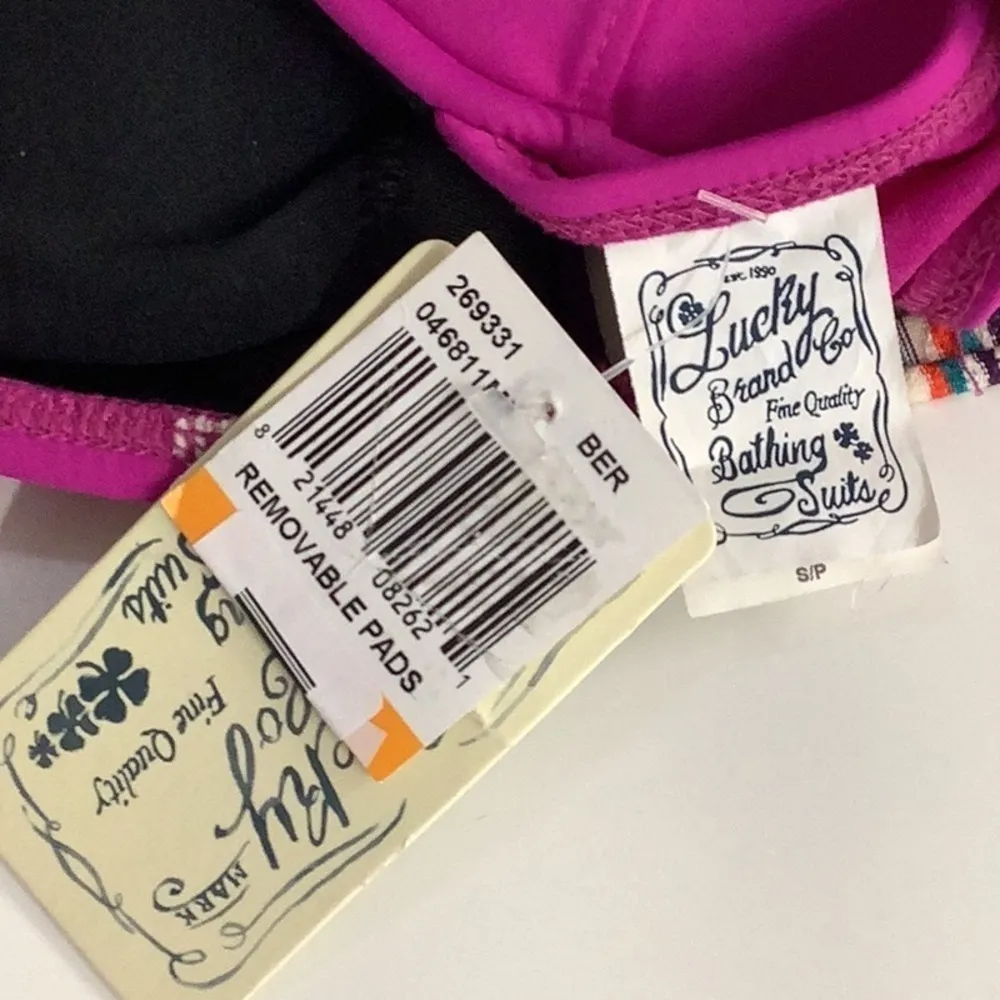 Lucky Brand Size Small Underwire Tribal Print Trim With Fringe Bikini Top. New - Image 8