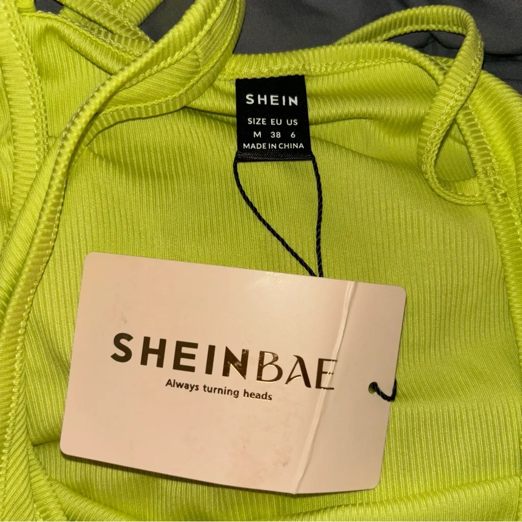 SHEIN Neon Green One-Shoulder Tank Top - Image 4