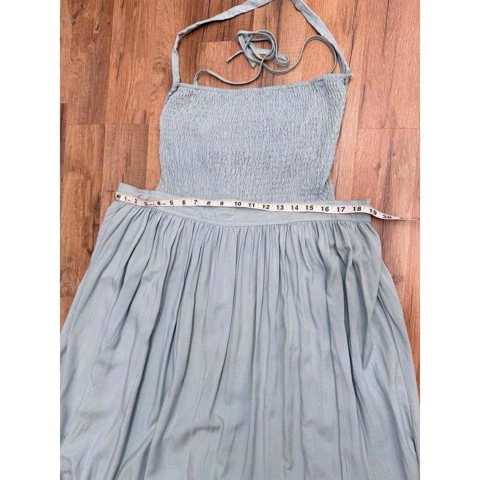 R.Vivimos NWOT Boho Maxi Dress Smocked Halter Backless Tiered Blue Size‎ S Size 4 - Image 7