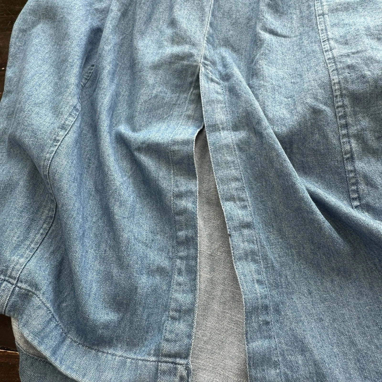 Old navy womens Fit & Flare Sleeveless Denim Midi Dress size XL Square-Neck - Image 8