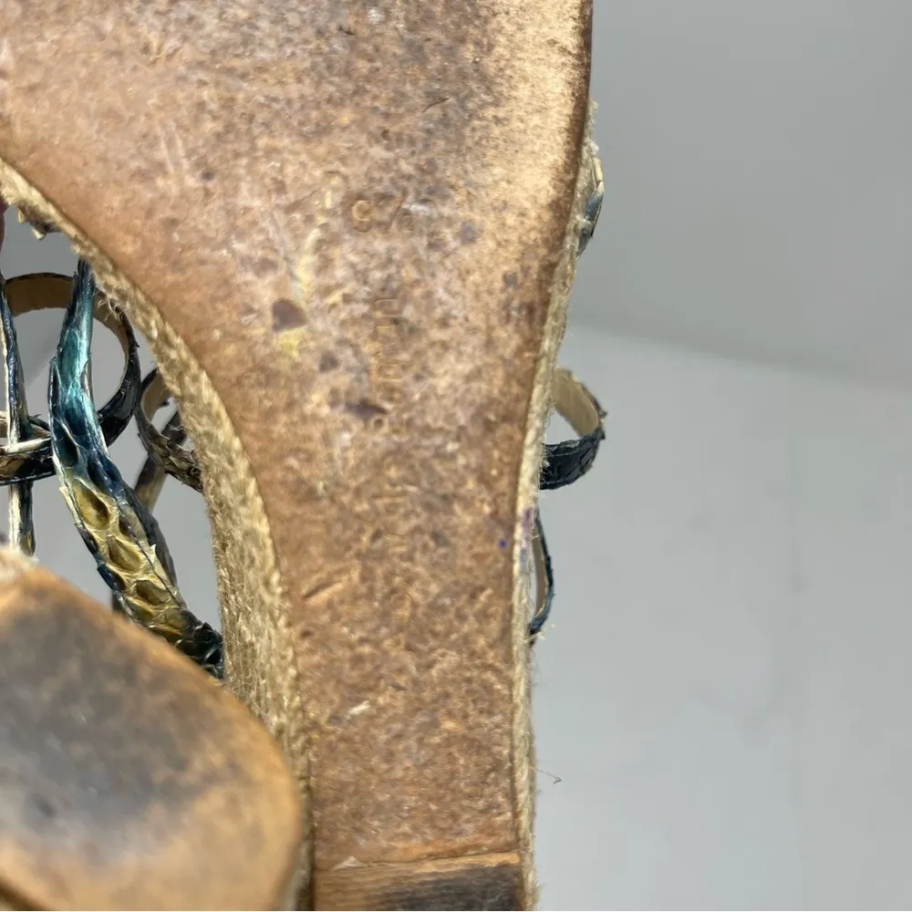 ALEXANDRE BIRMAN Leather snake embellished blue Print Espadrilles sz 9.5 - Image 7