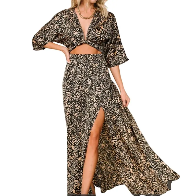 Baltic Born Moriana Maxi Dress Women L Leopard Print Wedding Quest Vacation - Image 10