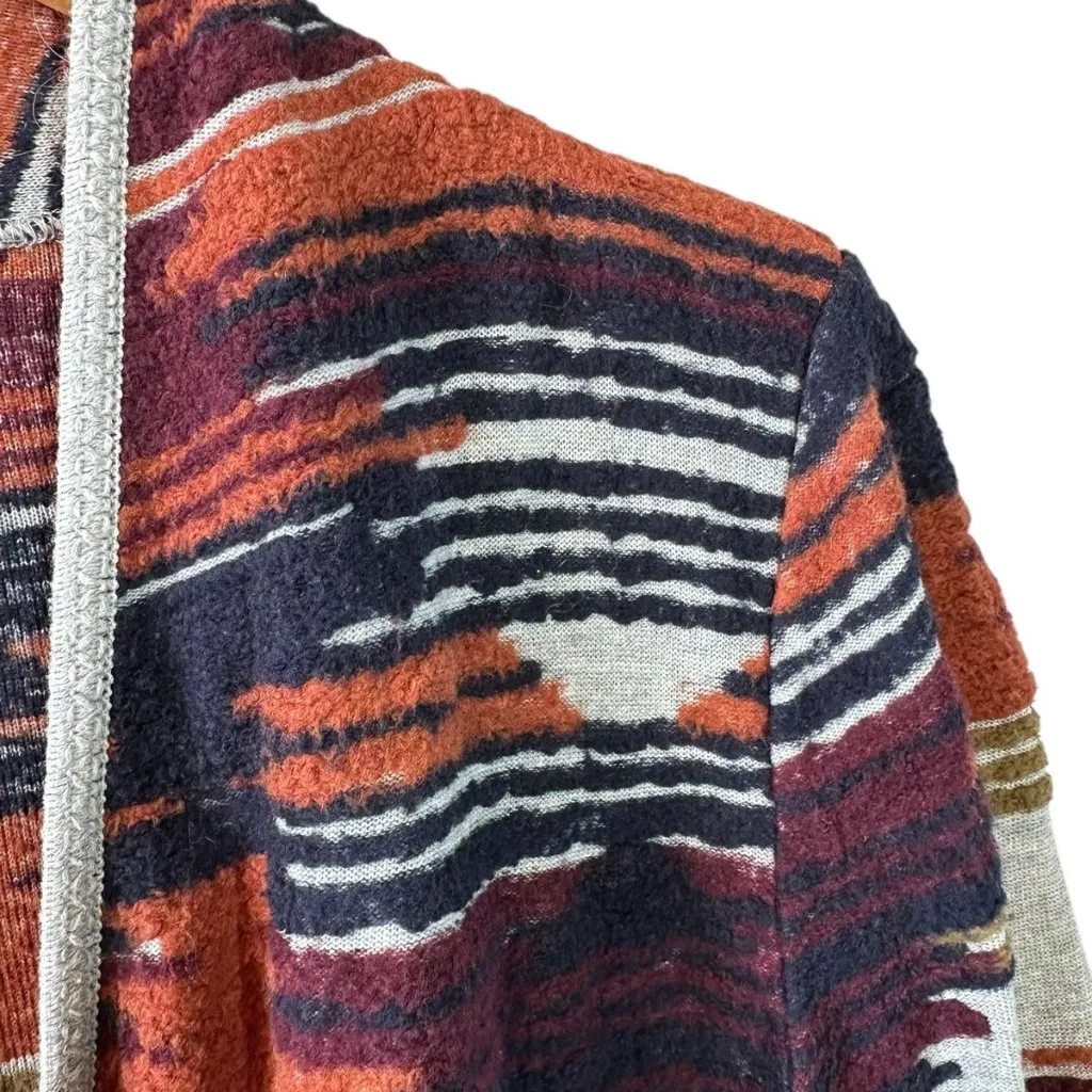 Lucky Brand Southwest Fringe Cardigan Size Large Navy Copper Burgundy Gray - Image 5