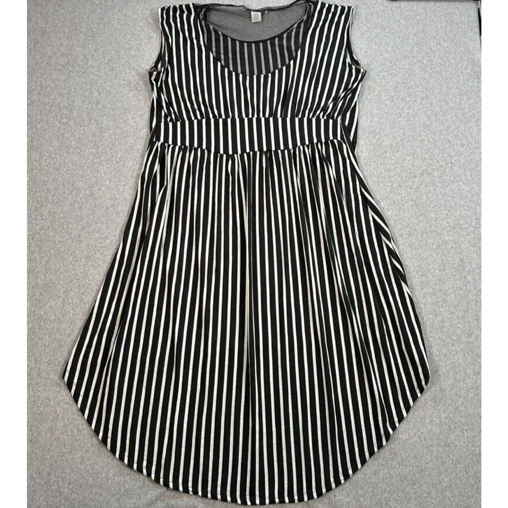 Erica Brooke Collection High Low Dress Size 18 Black White Stripe Sheer Panel - Image 8