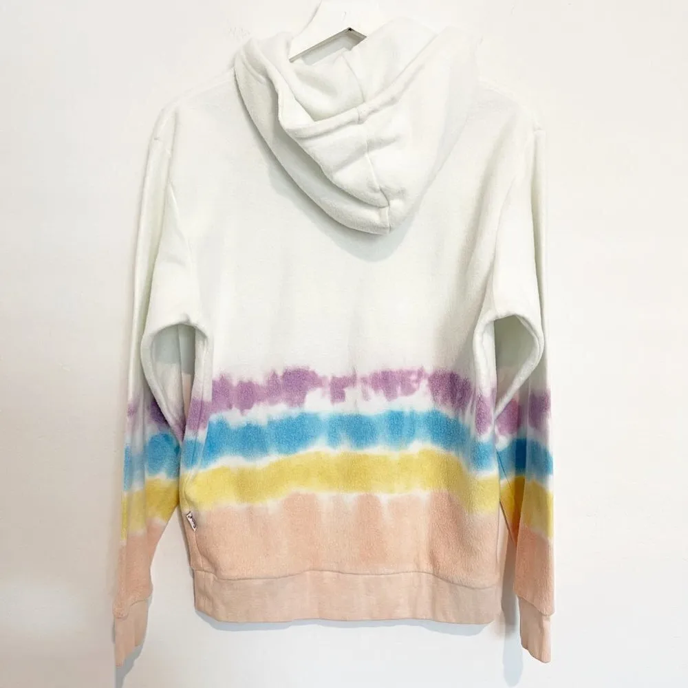 Feat Tie Dye Blanket Soft Pullover Hoodie in White Loungewear Winter Casual Cozy - Image 9
