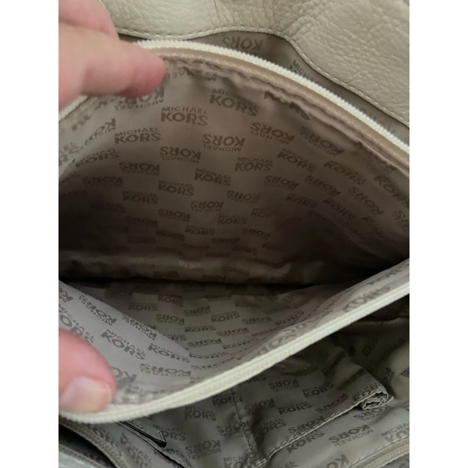 MICHAEL‎ Kors MK Cream Hamilton Leather Womens Purse Bag Tote Shoulder Bag - Image 15