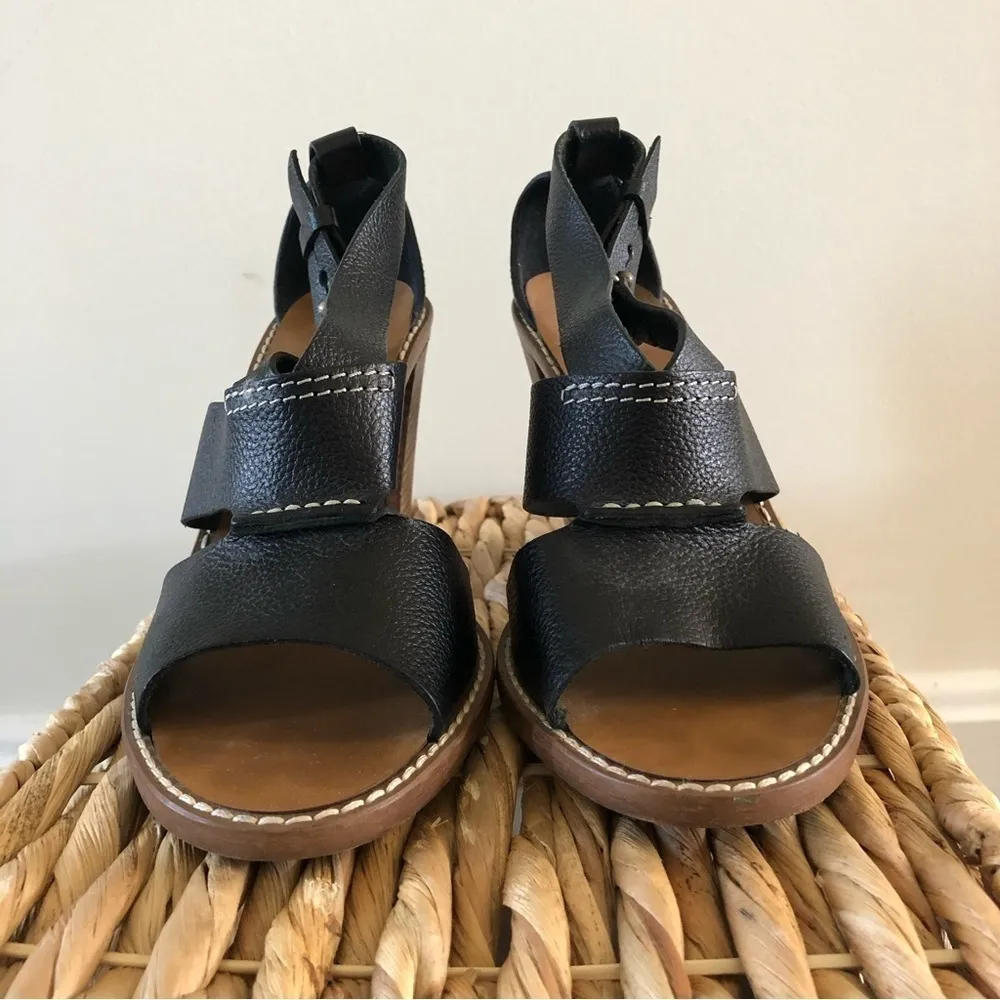 Madewell Beckett Black Leather Stacked Heel Sandals 6 - Image 6