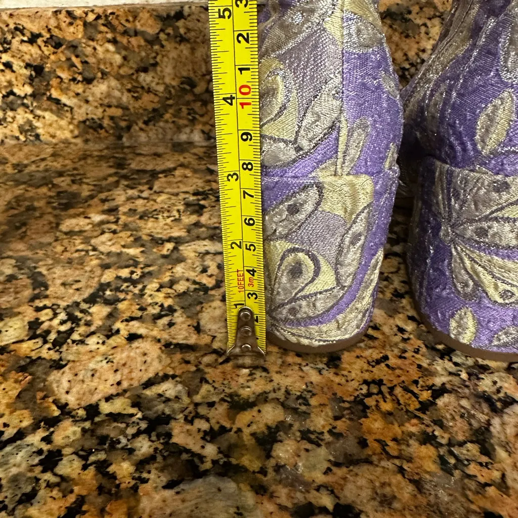 DRIES VAN NOTEN Purple Floral Brocade Block-Heel Ankle Boot sz 36‎ 1/2 US 6 NEW - Image 8