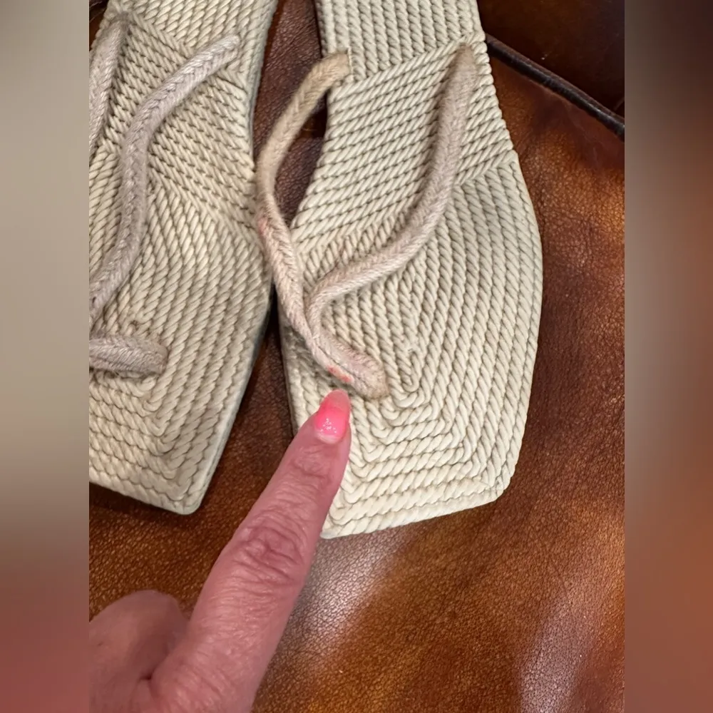 EUC free flip flop Canvas Beach Tote with Rope Handles, Faux Leather Accents Pink - Image 8