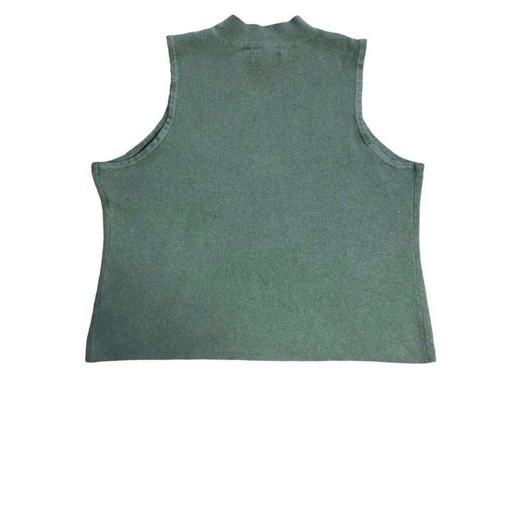 Nine West Sage Mock Neck Ribbed Knit Sleeveless Sweater Vest - Image 2